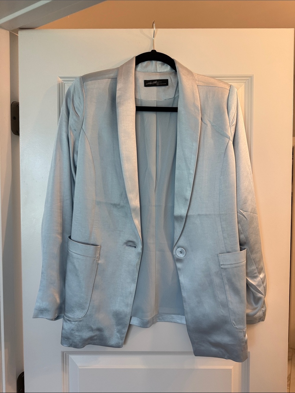 Light Silver/Blue Satin Blazer - Unbranded